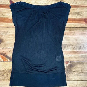 Armani Exchange sleeveless sweater w pleating & square detailing at neckline